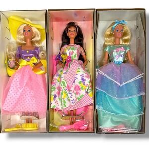 3 Avon Exclusive Barbies: Spring Blossom, Spring Petals & Spring Tea Party NEW